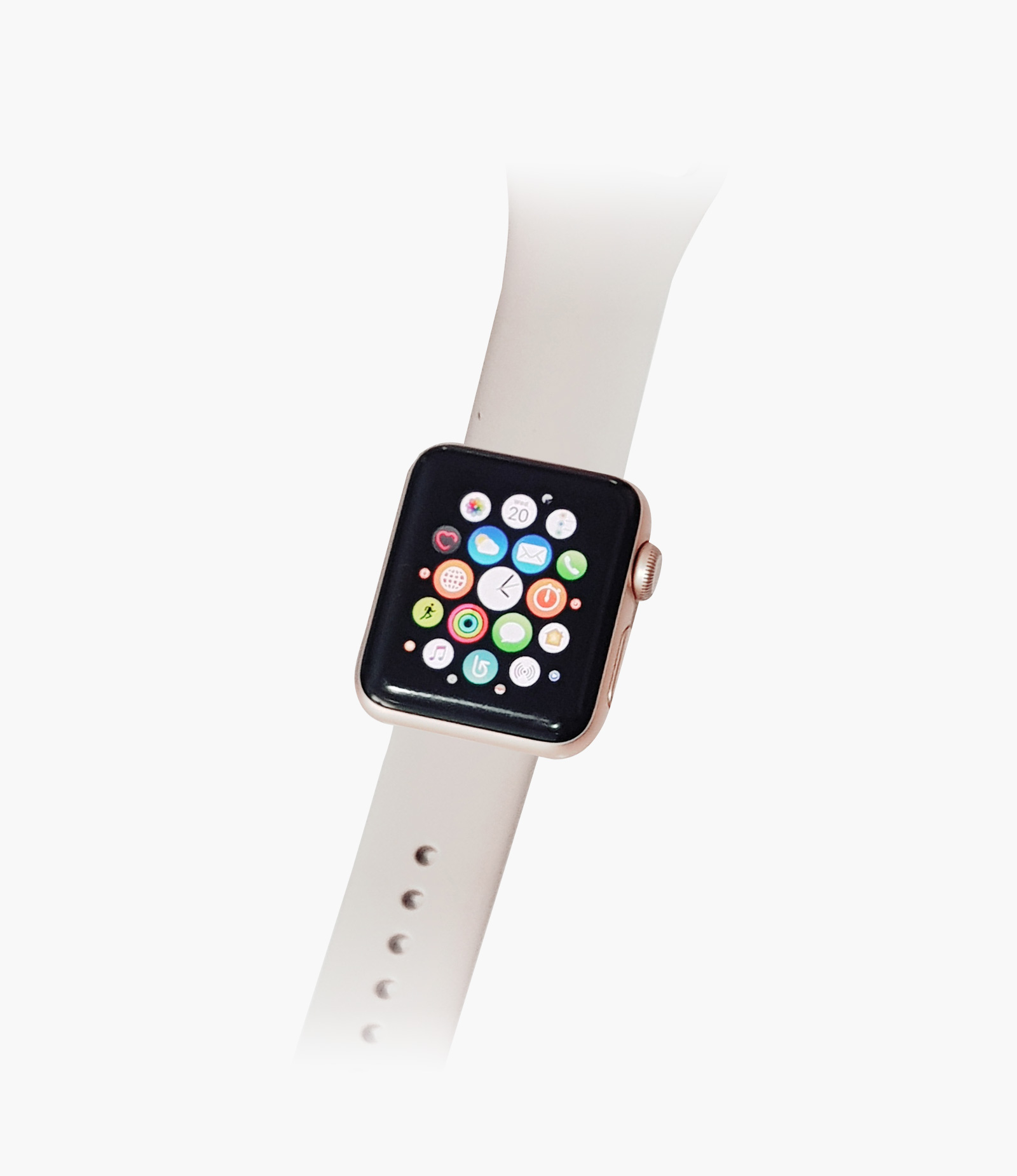 Apple Watch Series 5 Rosegold Aluminum Case with White Sport Band
