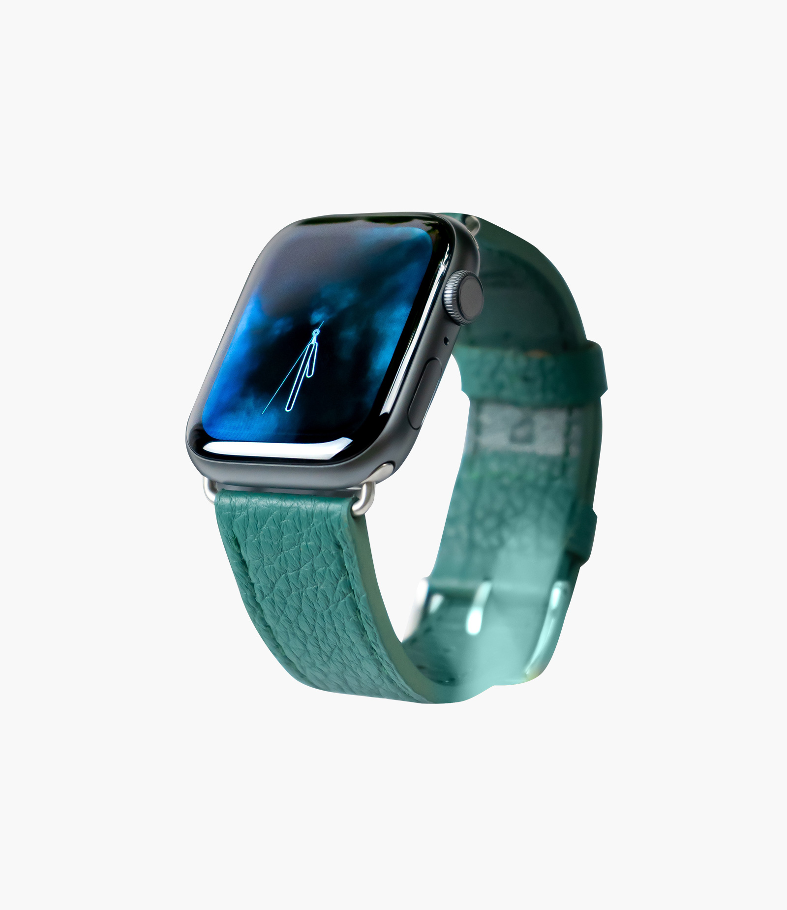 Apple Watch Series 5 Space Gray Aluminum Case with Green Leather Strap