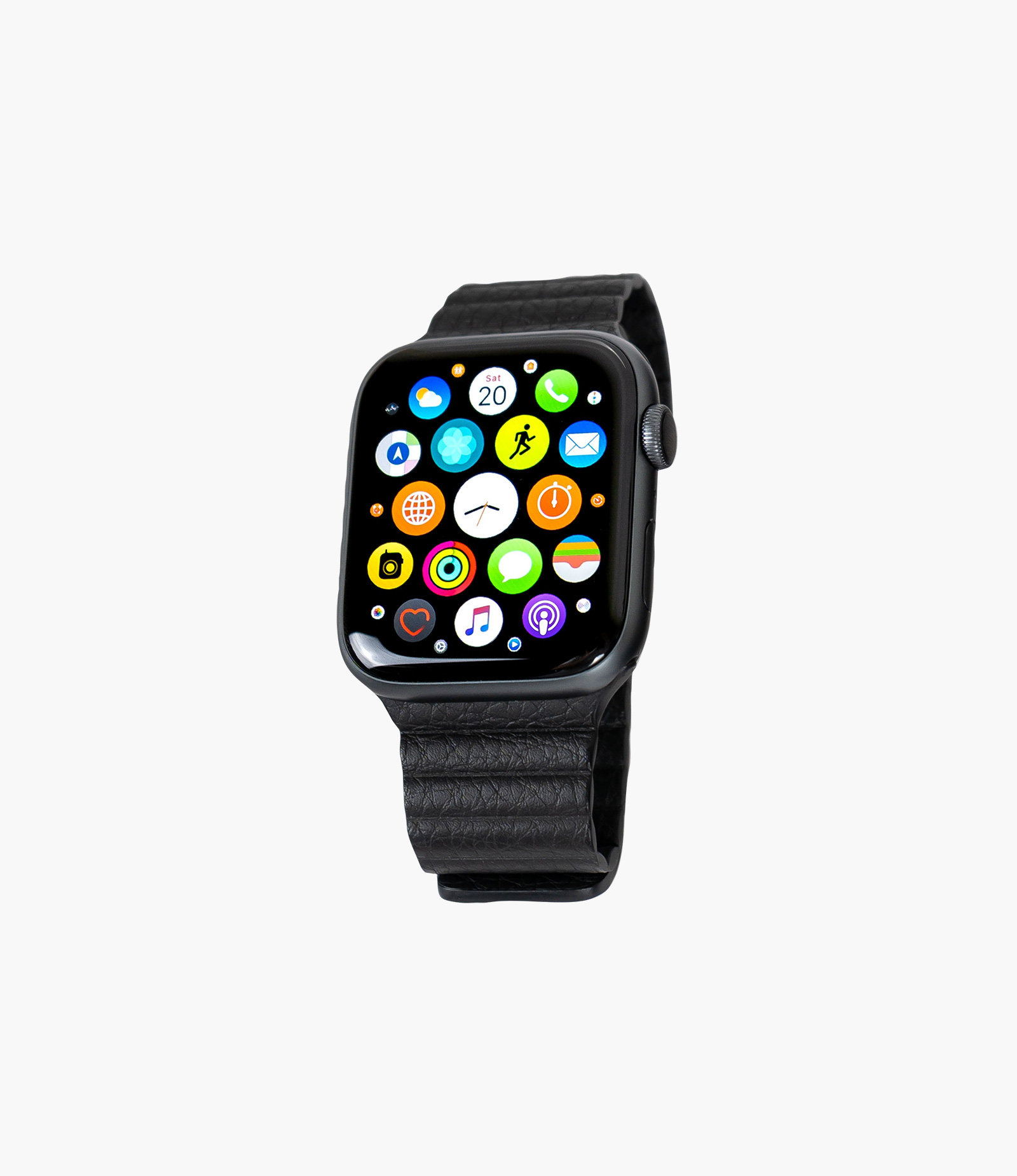 Apple Watch Series 5 Space Gray Aluminum Case with Leather Loop